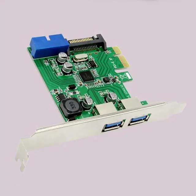 Alt view image 3 of 6 - Aomoproing New Hot PCI-E Express USB 3.0 2 Port HUB Card Adapter 19/20 pin Connector SATA Power QJY99