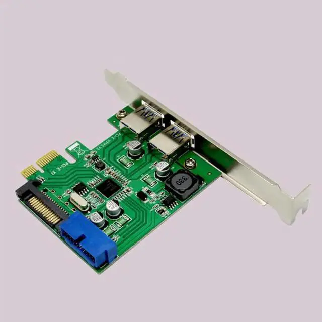Alt view image 2 of 6 - Aomoproing New Hot PCI-E Express USB 3.0 2 Port HUB Card Adapter 19/20 pin Connector SATA Power QJY99