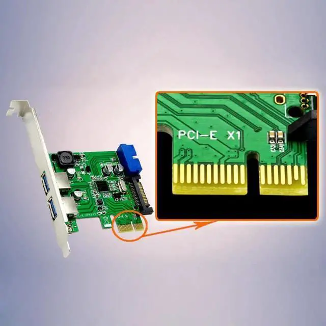 Alt view image 6 of 6 - Aomoproing New Hot PCI-E Express USB 3.0 2 Port HUB Card Adapter 19/20 pin Connector SATA Power QJY99