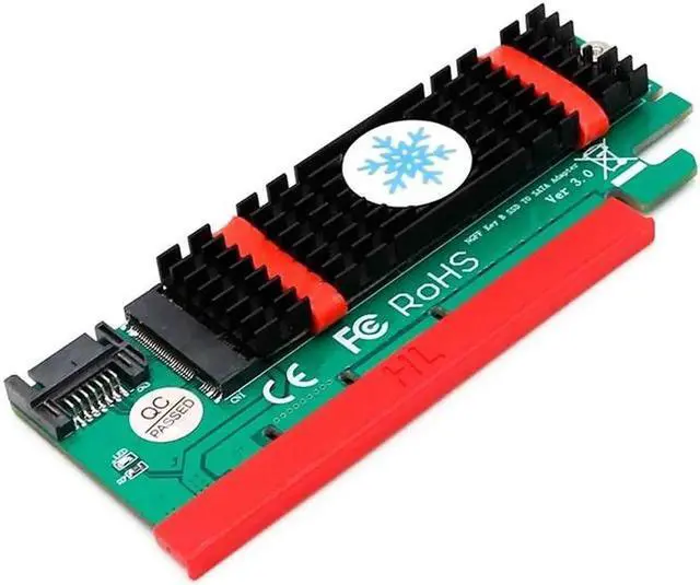 Alt view image 4 of 6 - NGFF M.2 B Key SATA Bus SSD to SATA3 Adapter PCI Express x1 x4 x8 x16 Slot SATA Cable Heatsink Suppor 2230 2242 2260 2280 M2 SSD