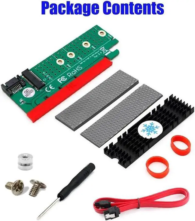 Alt view image 5 of 6 - NGFF M.2 B Key SATA Bus SSD to SATA3 Adapter PCI Express x1 x4 x8 x16 Slot SATA Cable Heatsink Suppor 2230 2242 2260 2280 M2 SSD