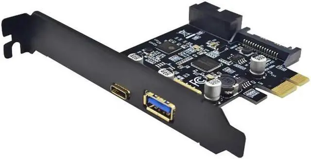 Alt view image 5 of 6 - PCI E Card USB 3.0 PCI E Expansion Card Adapter External USB3.0 Port + 2.4A Fast Charge Internal 19pin Header SATA Power
