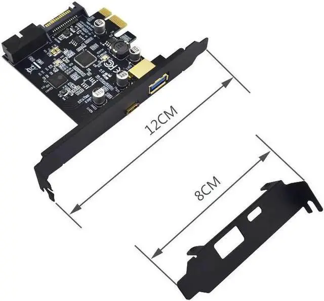 Alt view image 4 of 6 - PCI E Card USB 3.0 PCI E Expansion Card Adapter External USB3.0 Port + 2.4A Fast Charge Internal 19pin Header SATA Power