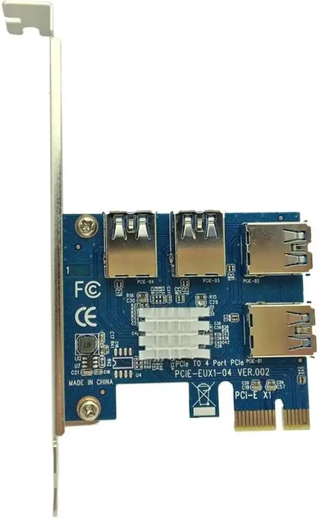 Alt view image 3 of 6 - PCIe 1 to 4 PCI express 16X slots Riser Card PCI-E 1X to External 4 PCI-e slot Adapter PCIe Port Multiplier Card for BTC Mining