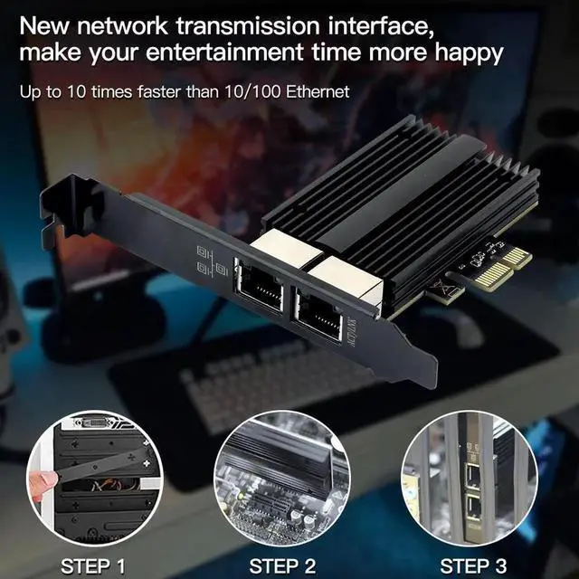 Alt view image 4 of 7 - 2.5Gbps PCIe Network Card Dual RJ45 Port Adapter with Intel I226 Chipset 2500/1000/100Mbps PCI Express Gigabit Ethernet NIC Card RJ45 LAN Port Controller for Desktop Gaming Office