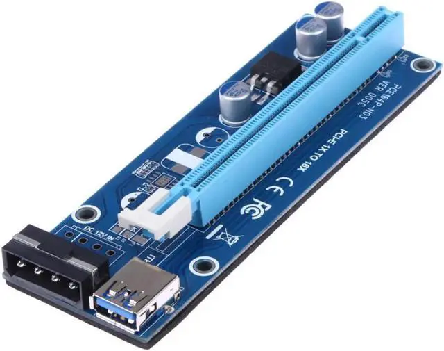 Alt view image 6 of 6 - Aomoproing est mini pci-e expresscard pci express riser card PCIE 16X Card Slot to USB 3.0 4pin molex Adapter Riser for graphics card