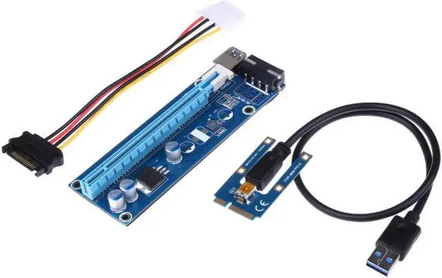 Main image of Aomoproing est mini pci-e expresscard pci express riser card PCIE 16X Card Slot to USB 3.0 4pin molex Adapter Riser for graphics card