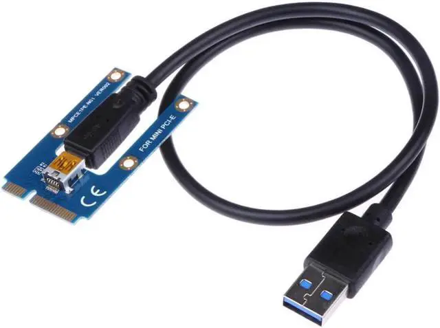 Alt view image 4 of 6 - Aomoproing est mini pci-e expresscard pci express riser card PCIE 16X Card Slot to USB 3.0 4pin molex Adapter Riser for graphics card