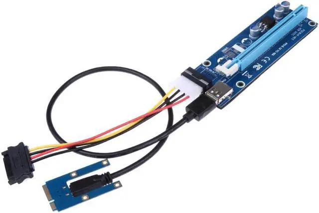 Alt view image 2 of 6 - Aomoproing est mini pci-e expresscard pci express riser card PCIE 16X Card Slot to USB 3.0 4pin molex Adapter Riser for graphics card