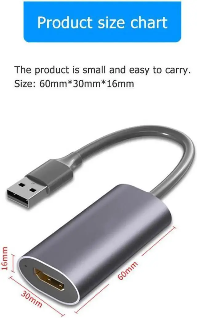 Alt view image 5 of 7 - 1080P USB 2.0 HDMI Video capture Card Grabber Record Box Record via DSLR Camcorder Compatible with VLC/OBS/Amcap for Live Streaming Broadcasting Video Recording