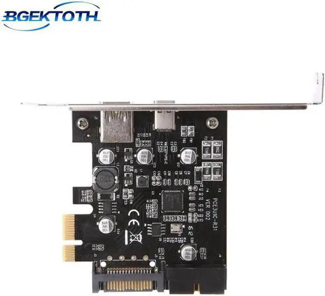Alt view image 3 of 6 - Aomoproing PCI-E Express To USB 3.1 Type-C USB-C Plug Power Charger Expansion Card Adapter MAY-11