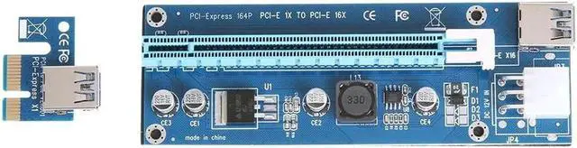 Alt view image 3 of 3 - PCI-E 1 to 2 PCI express 1X slots Riser Card with 2pcs 6pin Riser card USB 3.0 Cable 15 to 6pin power PCIe Port Multiplier Card