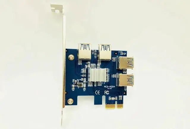 Alt view image 4 of 5 - PCI E 1 to 4 PCI Express X1 Riser Card PCIE 1X to 16X USB3.0 PCI E Riser Adapter Converter for Antminer Bitcoin Miner Mining