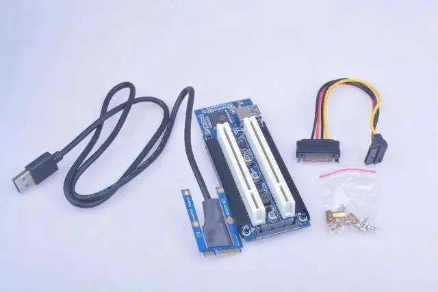 Main image of add in card mini PCI Express to Dual PCI Adapter Card PCIe x1 to Router Tow 2 PCI slot Riser Card