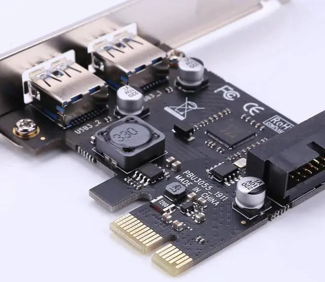 Alt view image 3 of 5 - Aomoproing 2 Port Usb 3.0 Pci-E Expansion Card External Usb3.0 Pcie Card Adapter With 2 Power Module Nec Chip For Desktop Pc Computer