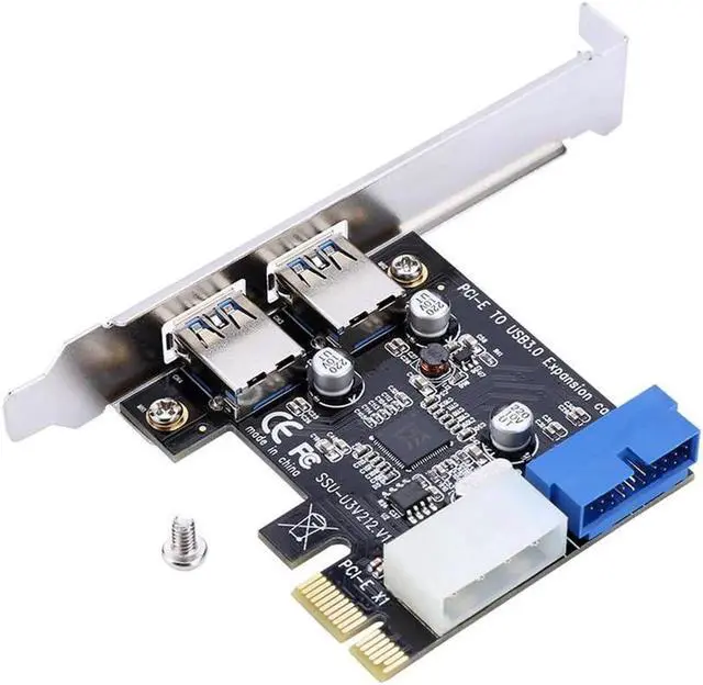 Alt view image 6 of 6 - Aomoproing Superspeed 5Gbps PCI-E x1 to 2 Ports USB 3.0 HUB PCI Express NEC Expansion Card Adapter Extender with Internal 20-Pin Connector
