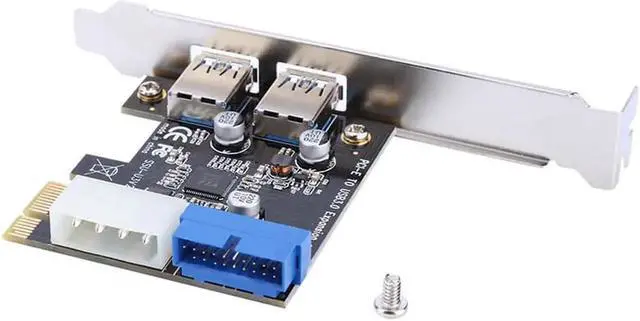 Alt view image 2 of 6 - Aomoproing Superspeed 5Gbps PCI-E x1 to 2 Ports USB 3.0 HUB PCI Express NEC Expansion Card Adapter Extender with Internal 20-Pin Connector