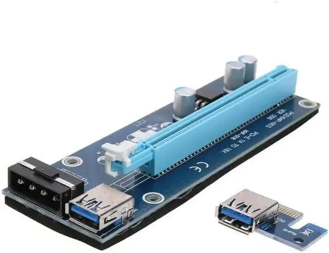 Alt view image 5 of 6 - 4pin PCIE PCI-E PCI Express Riser Card 1x To 16x With SATA 15pin To 4pin Power & 60cm USB3.0 Cable For BTC Mining Miner