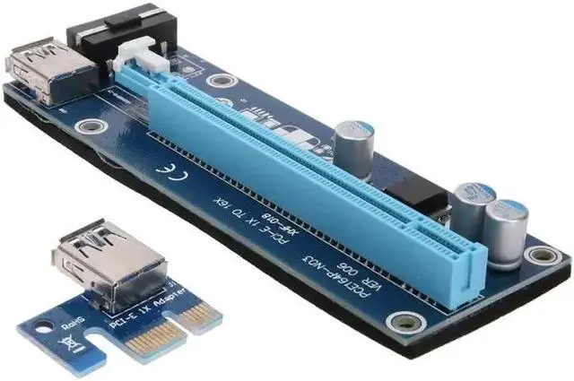 Alt view image 3 of 6 - 4pin PCIE PCI-E PCI Express Riser Card 1x To 16x With SATA 15pin To 4pin Power & 60cm USB3.0 Cable For BTC Mining Miner
