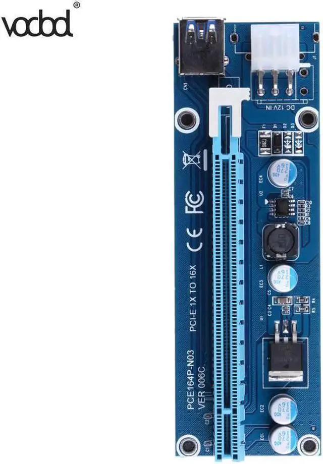 Alt view image 5 of 6 - USB 3.0 Mini PCI-E 16PIN to PCIe Riser Card PCI Express 1x to 16x Extender Adapter with SATA Power Cable for BTC Miner