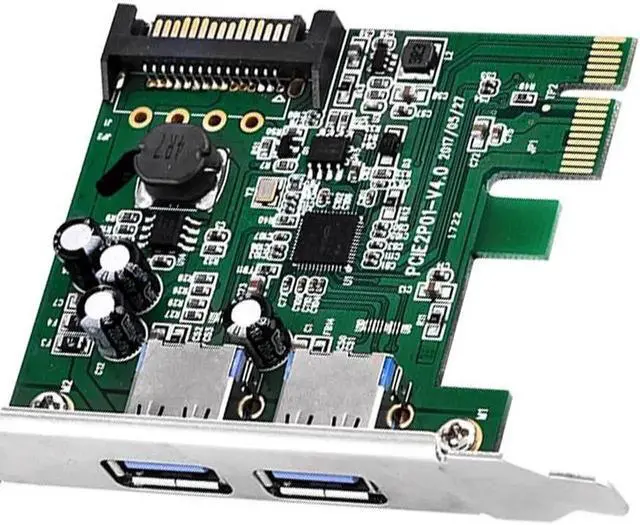 Alt view image 4 of 6 - 2 Port Super Speed USB3.0 5Gbps PCI E Express Card with a 15pin SATA Power Connector Low Profile Bracket USB 3.0 Expansion Card