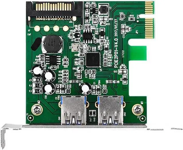 Alt view image 6 of 6 - 2 Port Super Speed USB3.0 5Gbps PCI E Express Card with a 15pin SATA Power Connector Low Profile Bracket USB 3.0 Expansion Card