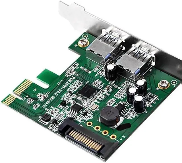 Alt view image 5 of 6 - 2 Port Super Speed USB3.0 5Gbps PCI E Express Card with a 15pin SATA Power Connector Low Profile Bracket USB 3.0 Expansion Card