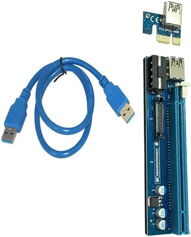 Alt view image 5 of 5 - For BTC Miner Machine PCI-E Extender PCI Express Riser Card 1x To 16x USB 3.0 SATA To 4Pin IDE Molex Power Extension Cable