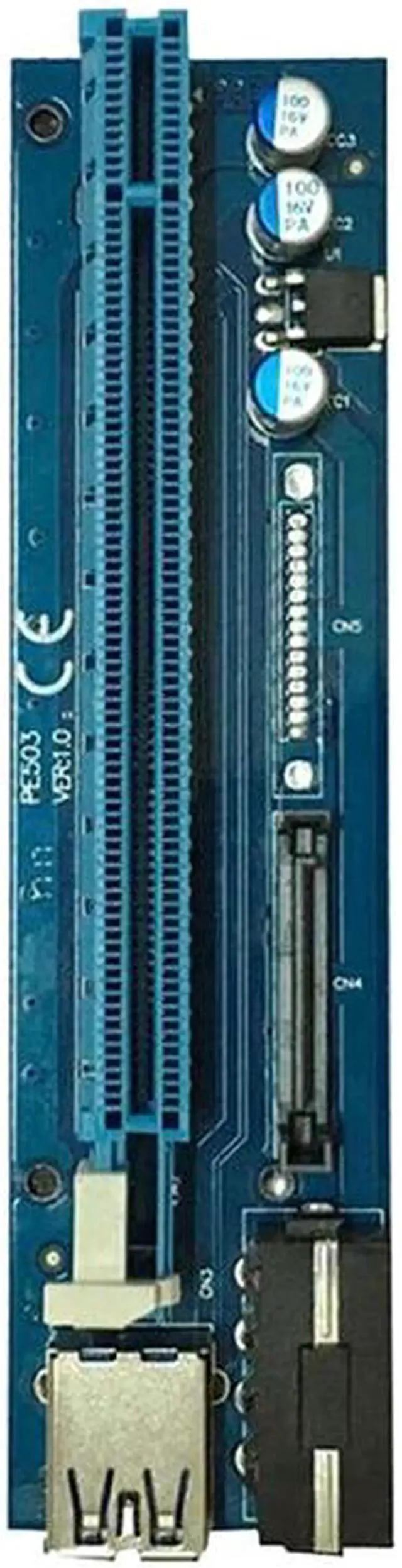 Alt view image 3 of 5 - For BTC Miner Machine PCI-E Extender PCI Express Riser Card 1x To 16x USB 3.0 SATA To 4Pin IDE Molex Power Extension Cable
