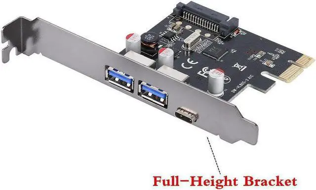 Alt view image 2 of 6 - Aomoproing USB 3.1 Type C PCIe Expansion Card PCI-e to 1 Type C and 2 Type A 3.0 USB Adapter PCI Express Controller Hub For Desktop PC