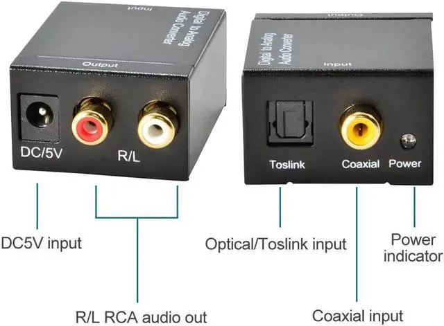 Alt view image 5 of 6 - Digital to Analog Audio Converter Optical Fiber Coaxial RCA Toslink Signal to Analog Audio TV Converter Adapter for DVD