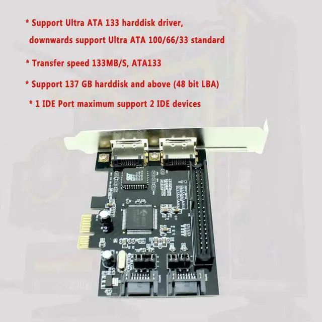 Alt view image 2 of 6 - Aomoproing PCIe express card 1Port IDE + 2port sata or eSATA combo PCI-Express RAID Controller Card for desktop PC computer support HDD/SDD