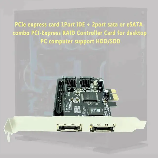 Alt view image 5 of 6 - Aomoproing PCIe express card 1Port IDE + 2port sata or eSATA combo PCI-Express RAID Controller Card for desktop PC computer support HDD/SDD