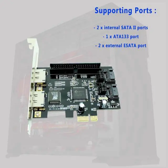 Alt view image 3 of 6 - Aomoproing PCIe express card 1Port IDE + 2port sata or eSATA combo PCI-Express RAID Controller Card for desktop PC computer support HDD/SDD