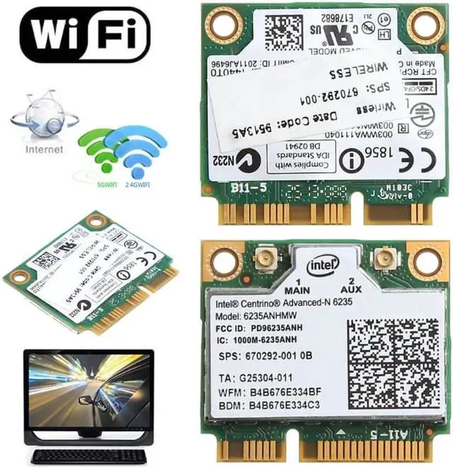 Alt view image 3 of 6 - Aomoproing  1 Pc 2.4/5G 300M WiFi Bluetooth 4.0 Wireless Half Mini PCI-E Card For Intel 6235ANHMW High Speed