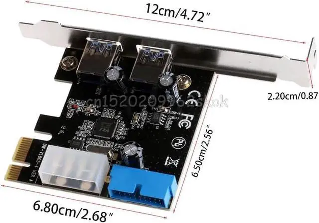 Alt view image 2 of 6 - Aomoproing 2 Ports PCI Express USB 3.0 Front Panel with Control Card Adapter 4-Pin & 20 Pin #H029#