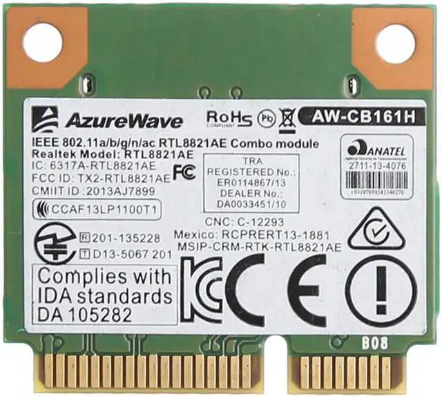 Alt view image 2 of 5 - Aomoproing Dual Band 2.4+5G 433M 802.11a/b/g/n/ac WiFi Bluetooth 4.0 Wireless Half Mini PCI-E Card For Realtek RTL8821AE AW-CB161H