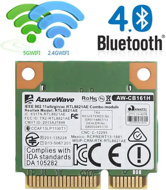 Main image of Aomoproing Dual Band 2.4+5G 433M 802.11a/b/g/n/ac WiFi Bluetooth 4.0 Wireless Half Mini PCI-E Card For Realtek RTL8821AE AW-CB161H