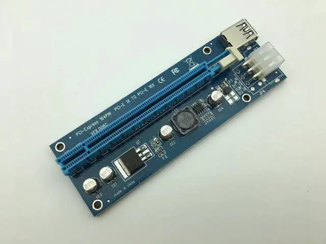 Alt view image 5 of 6 - USB 3.0 PCI-E Express 1x To 16x Extender Riser Card Adapter with 15pin to 6PIN Power SATA Cable For BTC Bitcoin Mining Miner