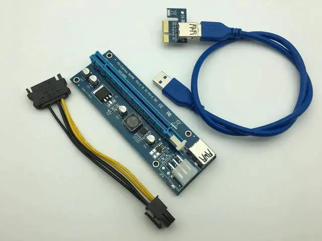 Alt view image 4 of 6 - USB 3.0 PCI-E Express 1x To 16x Extender Riser Card Adapter with 15pin to 6PIN Power SATA Cable For BTC Bitcoin Mining Miner