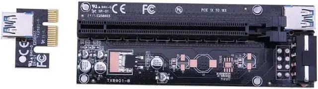 Main image of 60cm PCIe PCI-E 1x to 16x PCI Express Riser Card USB3.0 Cable/SATA to 4Pin Riser Board Molex Power Cord for Miner Machine