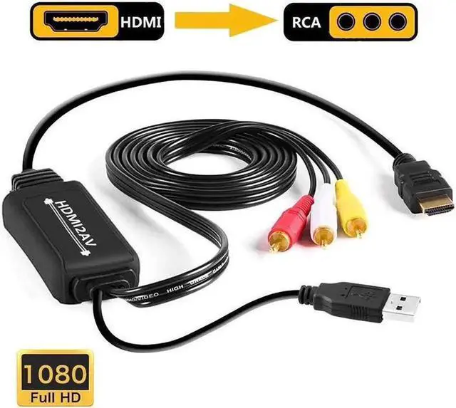 Alt view image 4 of 7 - 2M HDMI to RCA Cable Converter HDMI to AV Converter 1080P 3RCA Cvbs Composite Video Audio Full HD 1080P Audio Video