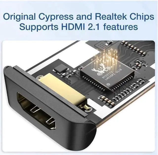 Alt view image 4 of 7 - USB C to HDMI Adapter 8K 60Hz Ultra HD Type-C to HDMI Video Converter Aluminum Thunderbolt 4 Cable Hub with Heat Emission Holes