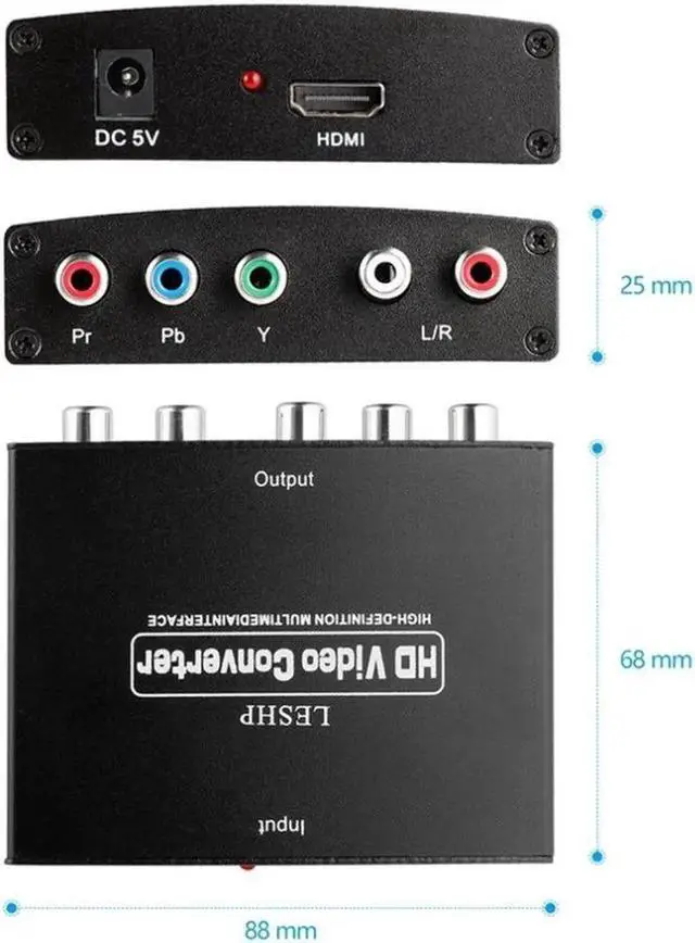 Alt view image 3 of 6 - Amplifier Converter HDMI to RGB Component (YPbPr) Video+R/L Audio Adapter Converter HD TV HD Video Converter 2 Channel