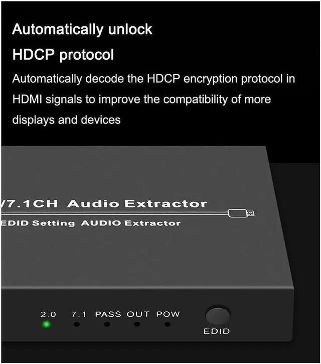 Alt view image 2 of 7 - 4K@30HZ HDMI Audio Extractor Splitter HDMI 2CH/7.1 CH Audio Output 3D EDID Digital / Analog Audio Extraction
