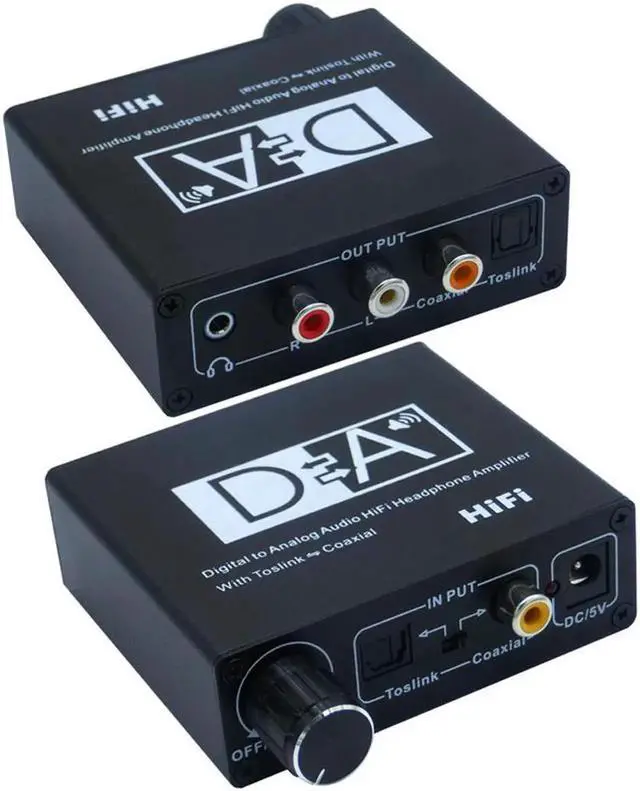 Alt view image 5 of 6 - Digital to Analog Audio Converter HiFi Headphone Amplifier With Toslink to Coaxial 2RCA 3.5mm Jack Stereo Audio Output Adapter