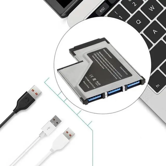 Alt view image 6 of 6 - Aomoproing 3 ports USB 3.0 EXPRESSCARD Expansion Card Type II Extender Adapter Card for Notebook PC Extender add on card