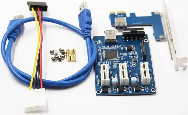 Alt view image 4 of 6 - PCIe 1 to 3 PCI Express 1X Slots Riser Card Mini ITX to External 3 PCI-e Slot Adapter PCIe Port Multiplier Card