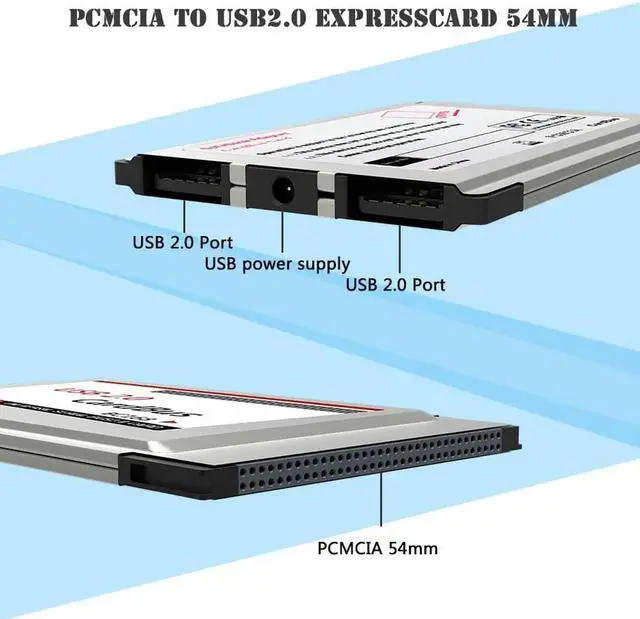 Alt view image 4 of 6 - Aomoproing 1PCS USB 2.0 PCI Express Card Adapter 480Mbps 2 Ports 54mm Slot PCMCIA USB2.0 HUB Hidden Inside Converter For Laptop Notebook