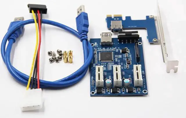 Alt view image 4 of 6 - PCIe 1 to 3 PCI Express 1X Slots Riser Card Mini ITX to External 3 PCI-e Slot Adapter PCIe Port Multiplier Card